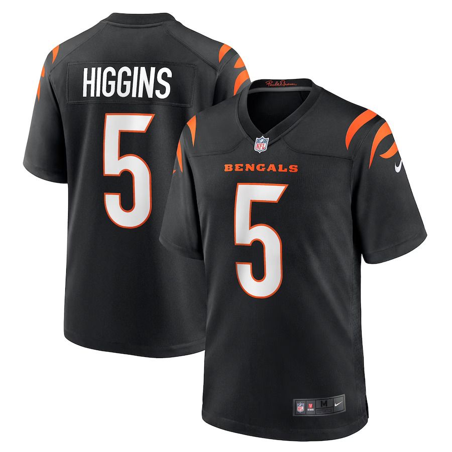 Men Cincinnati Bengals 5 Tee Higgins Nike Black Game Player NFL Jersey